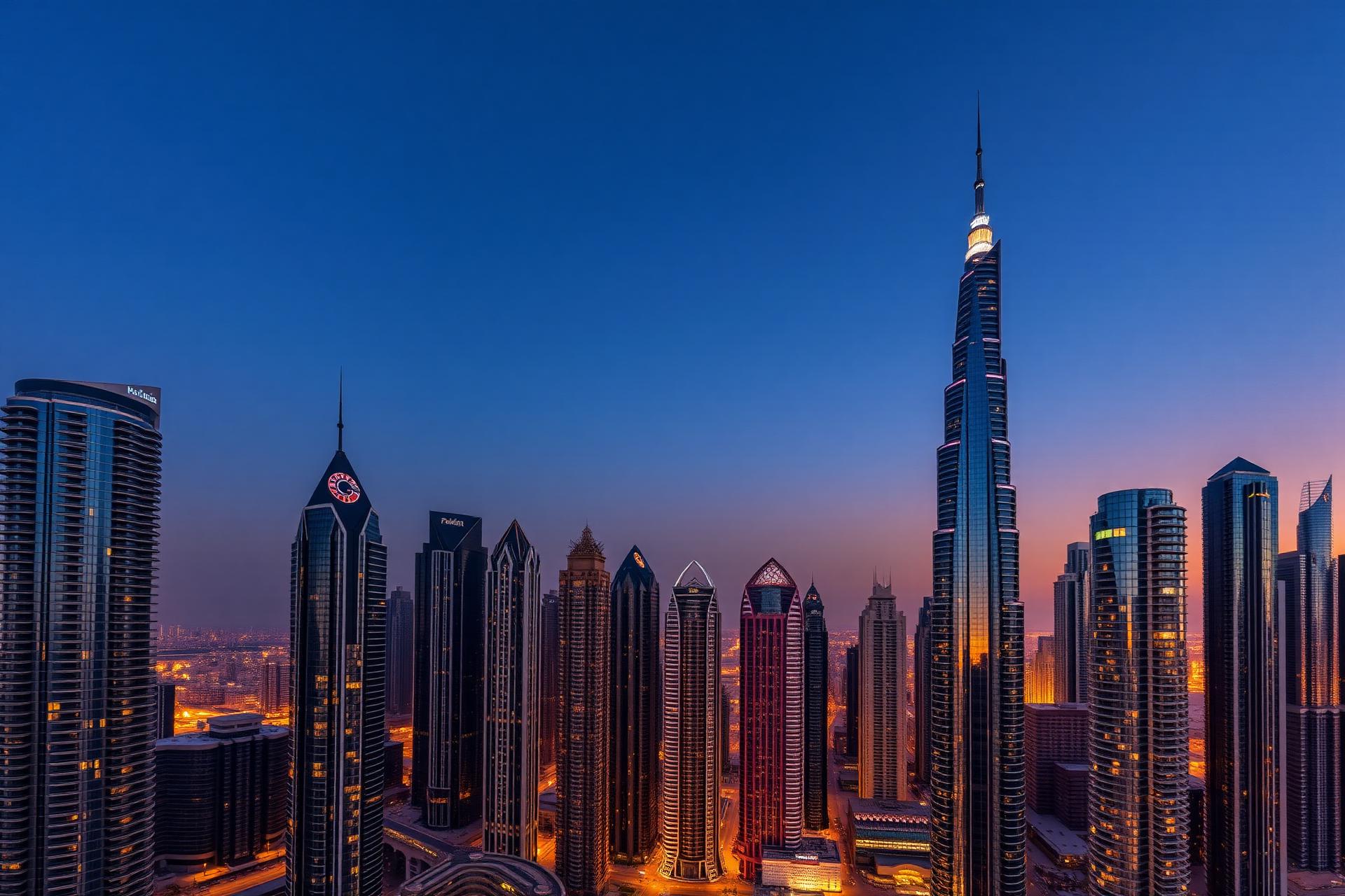 Dubai skyline at golden hour